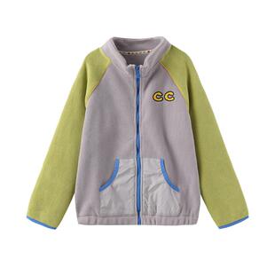 clanc潮牌童装男童摇粒绒外套2024秋季新款撞色保暖时尚儿童上衣