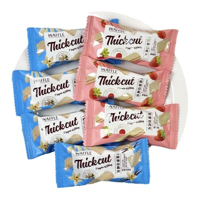 唯口爱威化香草牛奶味草莓味休闲出游零食散装结婚饼干爆款茶点心