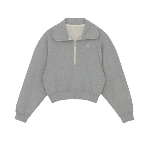 国内现货正品RECTO刺绣logo春季宽松通勤长袖短款灰色立领卫衣