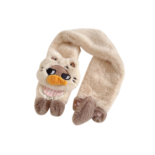 可爱毛绒围巾女学生2025新款冬季加厚保暖防寒风围脖护颈披肩外搭