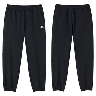 拓路者防泼水加绒软壳裤男秋冬加厚保暖防风拒水休闲束脚黑色长裤