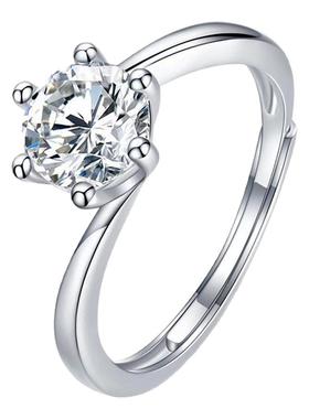 一克拉扭臂钻戒情侣结婚对戒