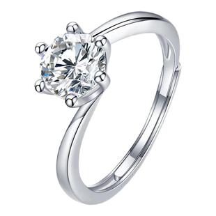 一克拉仿真钻戒情侣对戒扭臂女戒结婚戒指活口可调节婚礼仪式替代