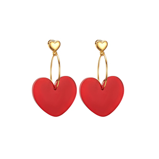 KLIENSTONE情人节礼物甜美红色桃心怦然心动爱心糖果耳环镀金质感