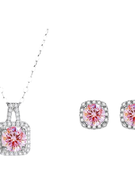 右手等待女S925银莫桑石项链耳钉