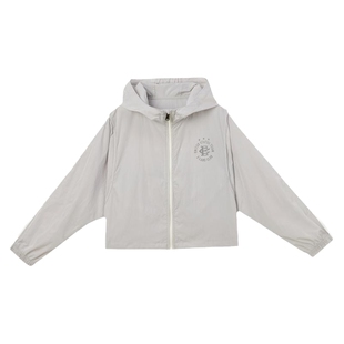 eland kids衣恋童装女童外套夏秋休闲运动字母印花连帽短款上衣