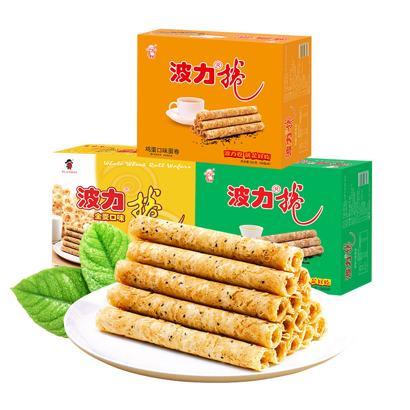 波力324g海苔全麦味饼干小吃蛋卷