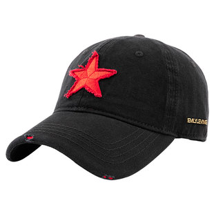 红五角星帽子男夏款2022新款棒球帽女软顶鸭舌帽崔健同款帽子时尚