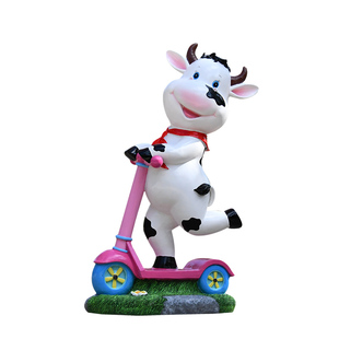 户外花园卡通奶牛摆件玻璃钢新年吉祥物门店装饰商场园林景观雕塑
