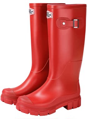 长筒女款惠灵顿雨靴防水鞋防滑高筒雨鞋户外徒步胶鞋高跟胶鞋柔软
