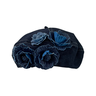 Q三环路时髦花朵牛仔贝雷帽2025年韩系显脸小气质山茶花小众帽子