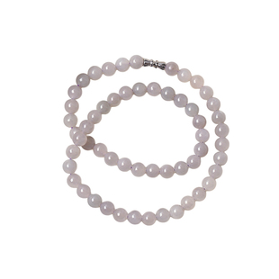 天然和田玉冰料烟灰烟紫圆珠款项链 女款玉石项链颈链妈妈链饰品
