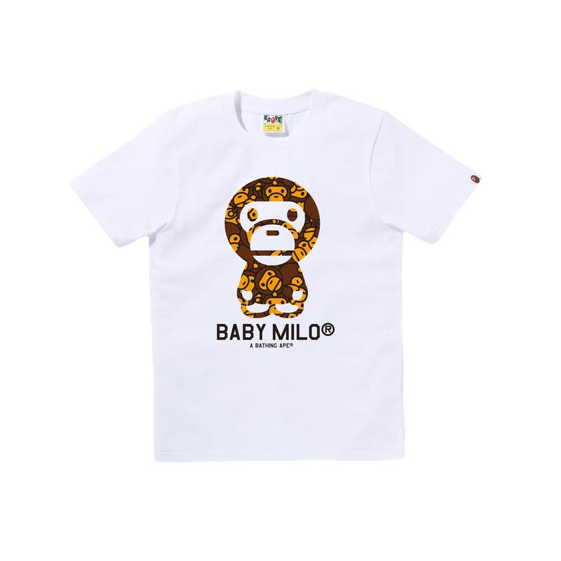 BAPE女装秋冬卡通BABY MILO字母印花图案短袖T恤210002L