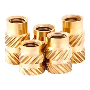 土八热熔螺母注塑铜螺母镶件斜纹滚花铜螺母预埋铜嵌件铜花母M1M8