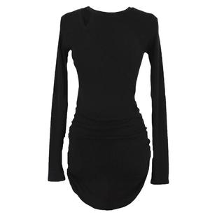 连衣裙配大衣洋气冬加厚独特设计露肩收腰质感微胖漂亮高级感裙子