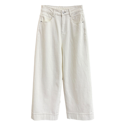 N货！微弹中高腰牛仔直筒九分裤