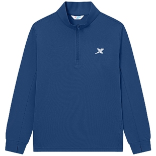 特步童装中大童长袖立领卫衣保暖上衣男大童运动训练篮球服打底衫