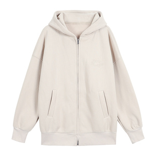 pusumede 温柔淡人 灰色连帽卫衣外套女宽松短款加绒拉链开衫上衣