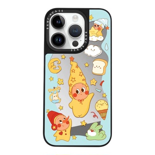 韩系ins星星人适用苹果17手机壳新款iPhone16promax黑框15Pro创意镜子14plus卡通可爱13pm小众高级感男女款12