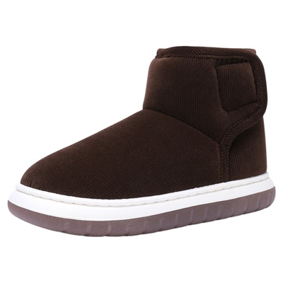 冬季男士高帮保暖棉鞋女加厚毛绒居家外穿中老年人防滑包跟棉拖鞋