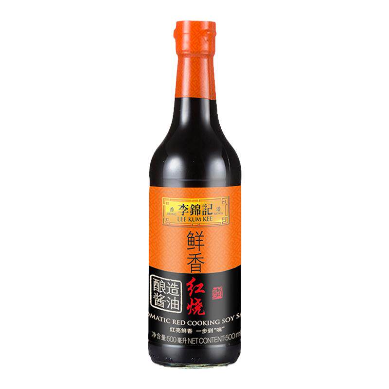 【百补】李锦记零添加防腐剂鲜香红烧酱油500ml*1瓶红烧炖焖老抽