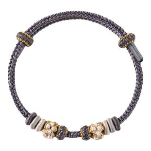 手工编织桃花手绳八股编DIY可穿转运珠黄金黑红绳手链女生小红绳