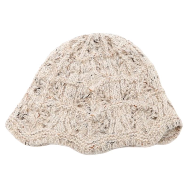 秋冬新款镂空花边包头针织帽子女森系时髦毛线帽韩版百搭保暖冷帽