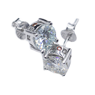 wbj定制珠宝银底莫桑耳钉加s925银镀金饰品首饰Moissanite silver