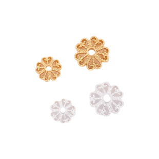 18k包金花托隔片手工diy穿珍珠手链项链配饰高保色五瓣花串珠垫片