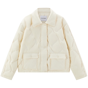 太平鸟女装压胶轻薄羽绒服多巴胺无胆衬衫羽绒休闲外套短款