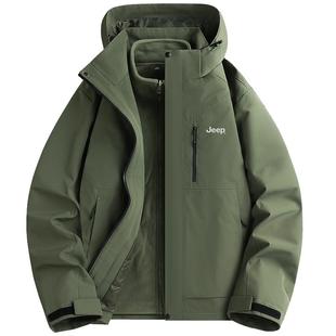 jeep吉普冲锋外套男款2025新款户外防风防泼水登山服休闲夹克上衣