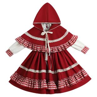 圣诞万圣节小红帽儿童服装洛丽塔女童演出cos服斗篷迪士尼公主裙