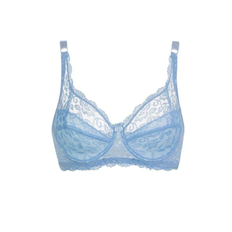 夏季超薄款大胸显小大码性感内衣女文胸无钢圈聚拢收副乳防下垂