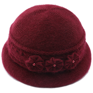 中老年人秋冬天加绒保暖老人帽子女奶奶冬老年人老太太妈妈毛线帽