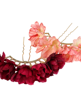 在水一方复古风布艺花朵发钗
