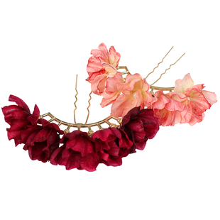 古风汉服绢花发饰傣族头花头饰古装发簪花朵排簪儿童成人簪子发钗