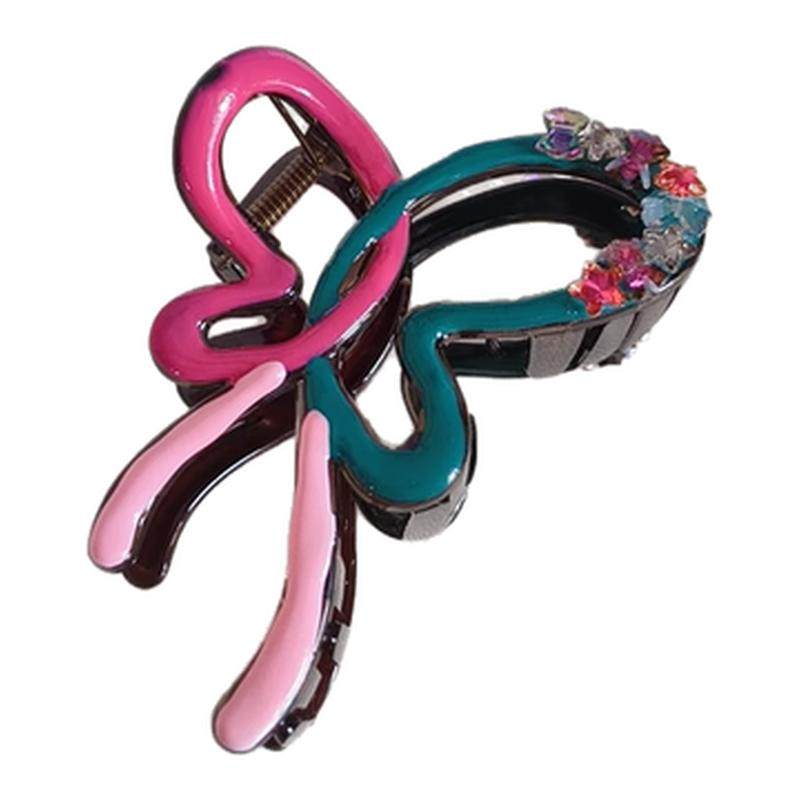 超少女心~拼色蝴蝶结抓夹好夏天