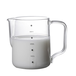 可微波炉加热拉花缸玻璃刻度奶泡杯耐热打奶杯鹰嘴尖嘴咖啡量杯