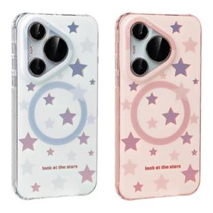 CARECASE 蓝色粉色星星磁吸手机壳 适用于华为 P70 Pro+ Ultra 原创设计高级 磨砂防摔独立按键 磁吸支架组合