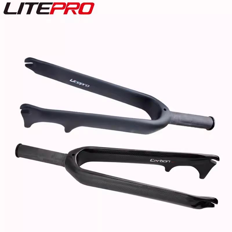 litepro折叠自行车全碳纤前叉碟刹406/451前叉架开档100mm
