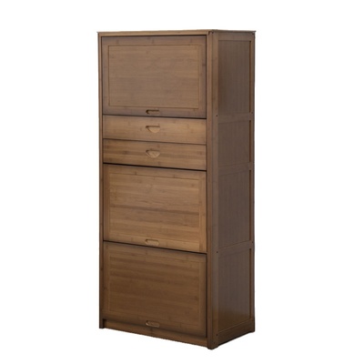 实木简易衣柜楠竹收纳多层储物柜