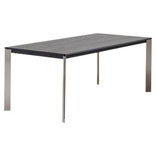 出乎生活艾里餐桌家用中古风长方形大板桌子黑色书桌工作台