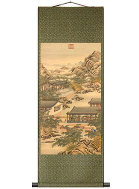 十二月令十月画芯卷轴挂画