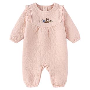 【清仓】babylove婴儿连体衣秋冬季薄夹棉哈衣纯棉女宝宝保暖衣服