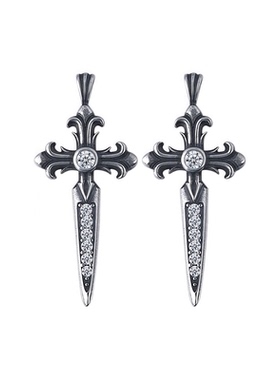 嘻哈鸢尾十字剑吊坠项链男女同款