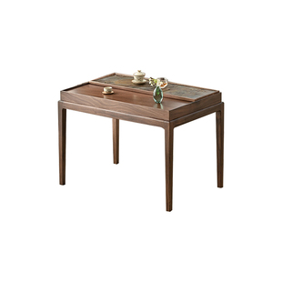 北美黑胡桃木新中式实木家用阳台收纳茶台茶桌高端客厅小户型茶桌