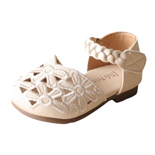 崔丫丫花朵镂空女宝宝单鞋1一2-3岁女童皮鞋小公主凉鞋婴儿学步鞋