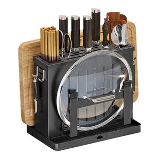 厨房筷子笼收纳架不锈钢筷笼家用一体筷笼刀架置物架壁挂式免打孔