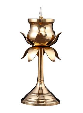 纯铜家用油灯座佛前液体莲花