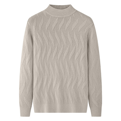 猫人男士半高领长袖羊毛莫代尔